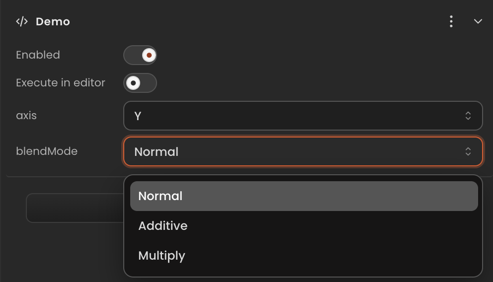 DropdownInput inspector control