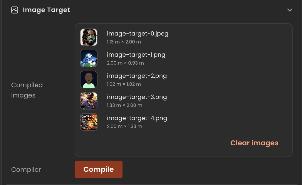 Image Target inspector