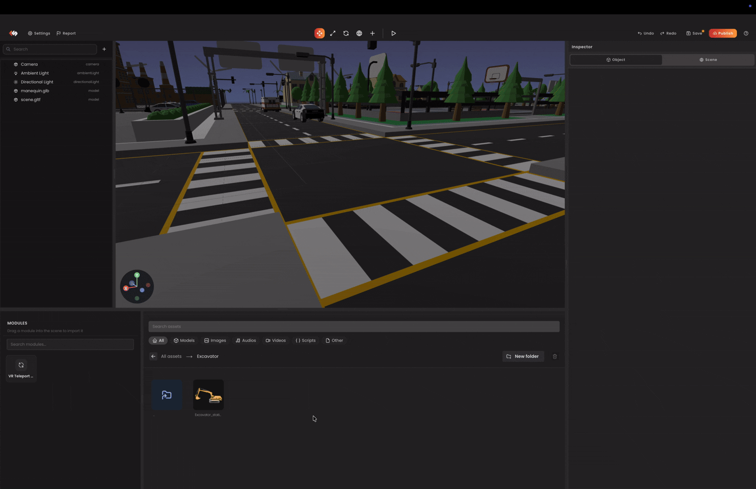 Dragging a .glb file from the asset browser into the viewport.